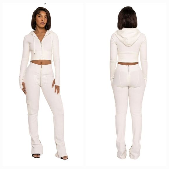NEW Tordrobes Butterfly Signature U-Zip Cargo Pants in White/Black Size Medium - Picture 2 of 12